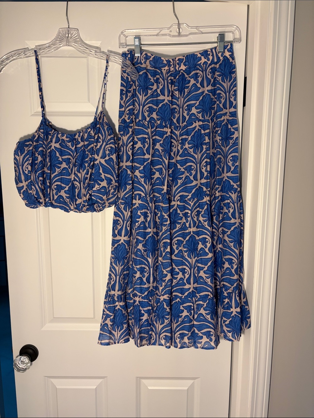 English Factory Blue Floral Maxi Skirt